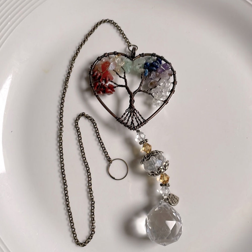 Tree of life H&O Heart Chakra multigemstones pendulum